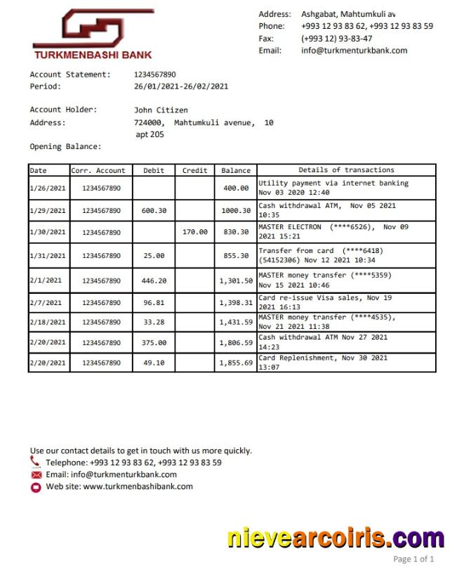 Turkmenistan Turkmenbashi bank excel pdf